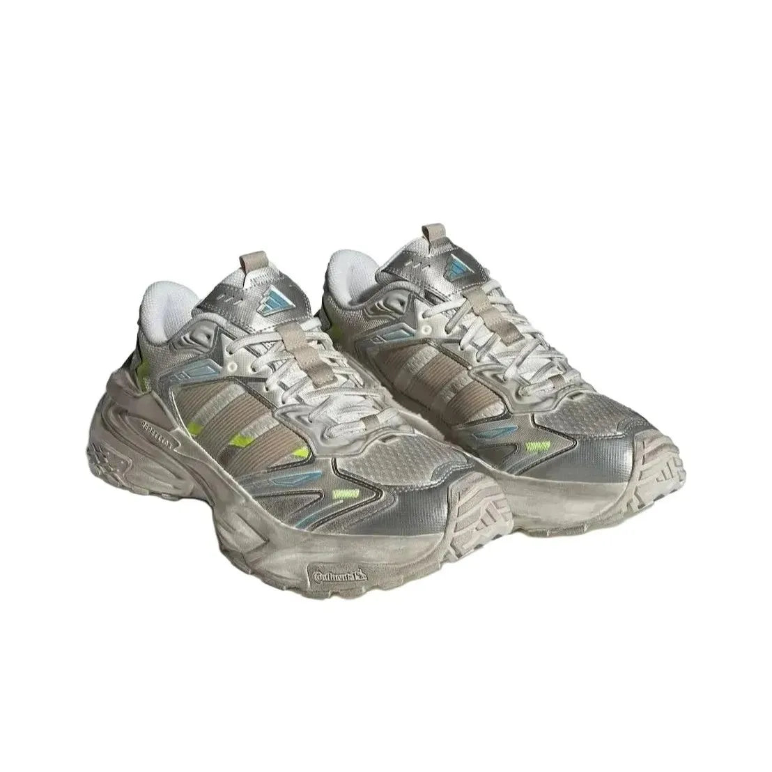 Adidas XLG STORM EDGE Low-Top Shock-absorbing  Dad Sneakers for Men and Women – Silver, Brown, and White JQ1667