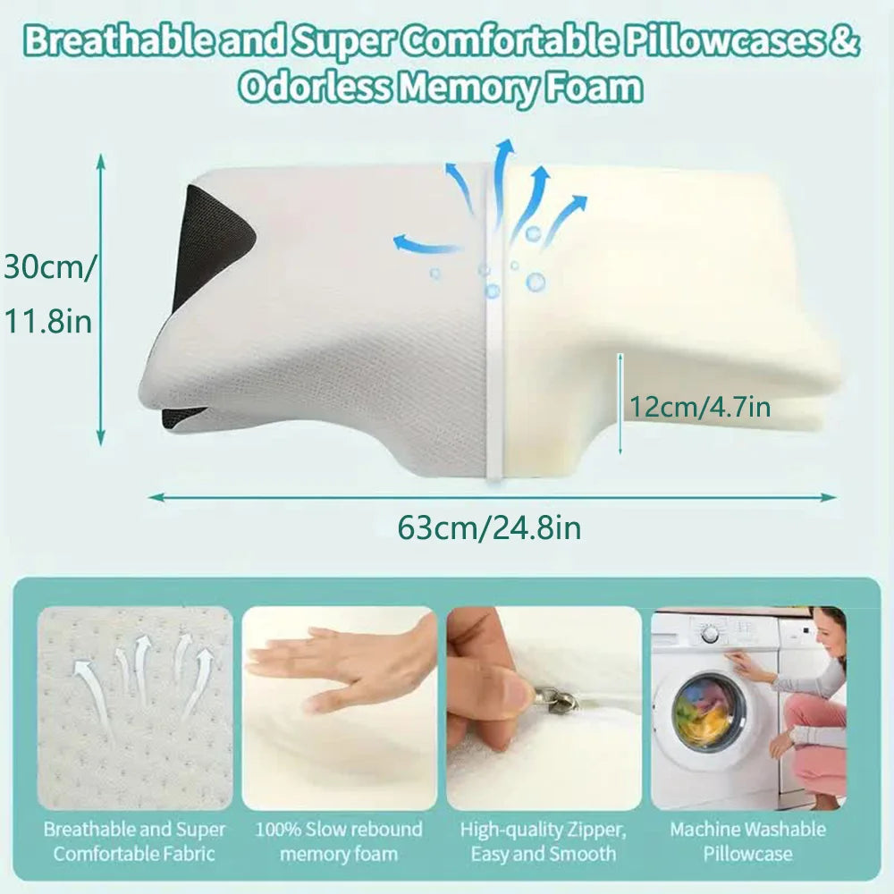 Memory Foam Neck Pillow: Ergonomic Cervical Support for Sleep Massage Cushion Tidesmit