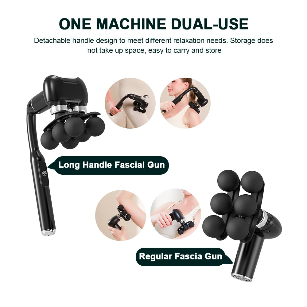Fascia Massage Gun - 6-Head Deep Tissue Muscle Relief Device Back Massage Instrument Tidesmit