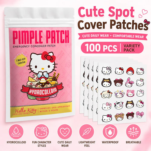 Hello Kitty hydrogel pimple patch variety pack, 100 pcs, with patch sheets