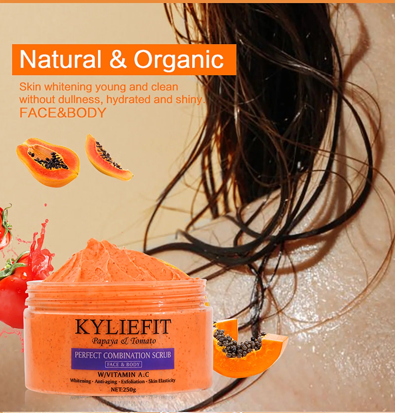 Papaya Tomato Body Scrub 250g | Natural Exfoliating Treatment by Tidesmit Scrubs Treatments Tidesmit