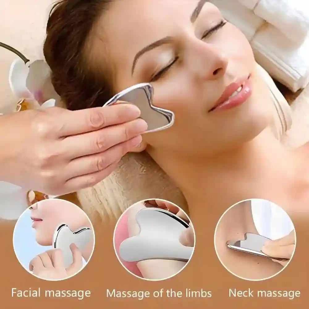 Stainless Steel Gua Sha Face Massager - Ergonomic Heart Shape Tool Eye Massage Instrument Tidesmit