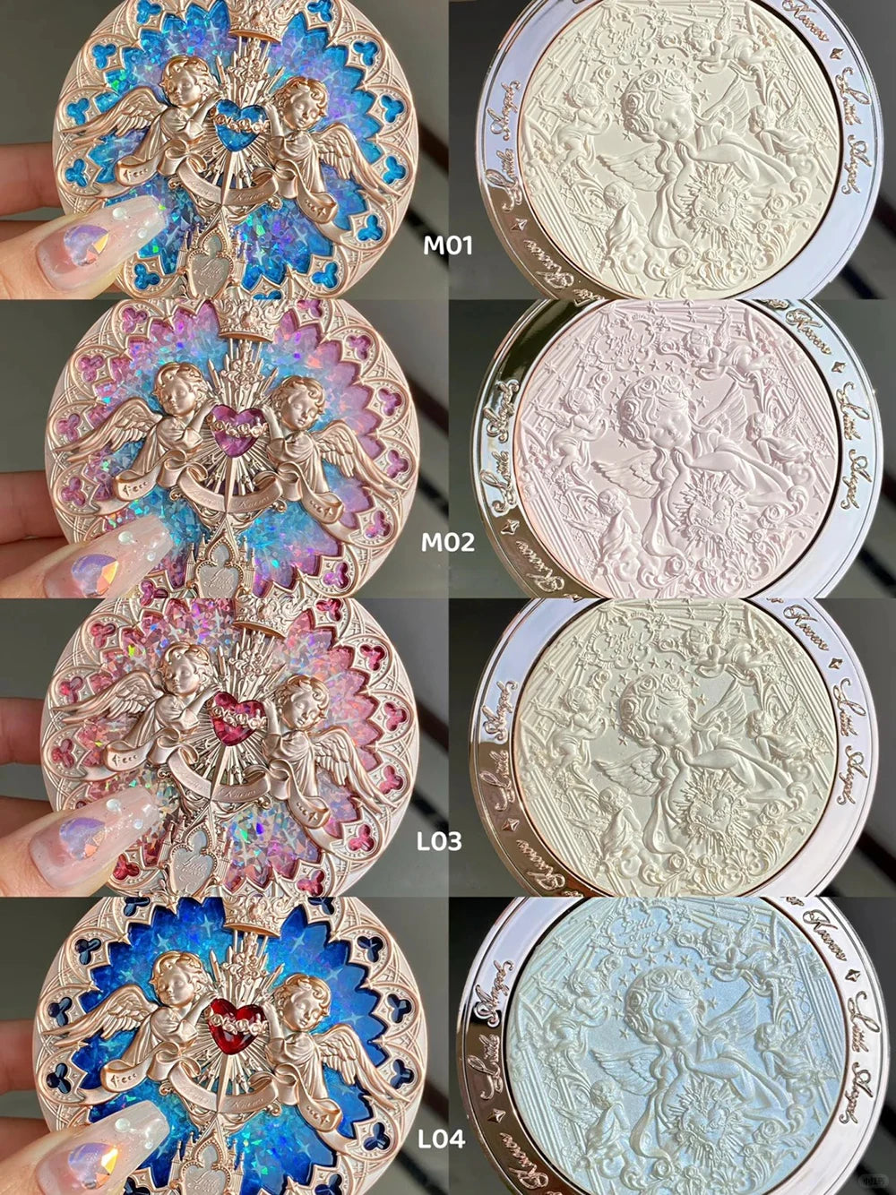 Tidesmit Flower Knows embossed face highlighter palette detail view featuring 3D diamond glitter and shimmer contour