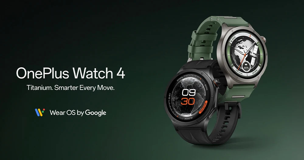 Smart watch OnePlus watch 4 Wear OS by Snapdragon W5 Google 16 days of battery life Chat with Google Gemini