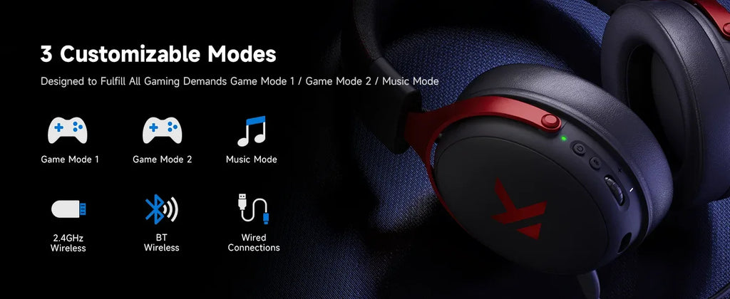 MCHOSE Wireless Gaming Headset Surround Sound Noise Canceling Tidesmit Tidesmit