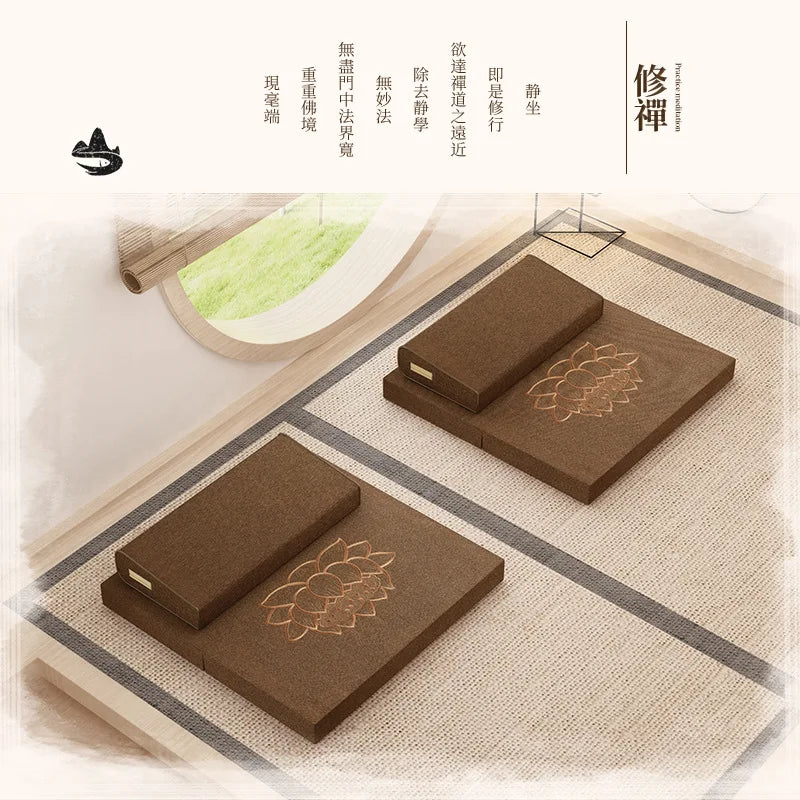 Seat Cushion Meditation Mat Futon Kneeling Meditation Home Thickened Folding Fabric Coconut Palm Zen Mat