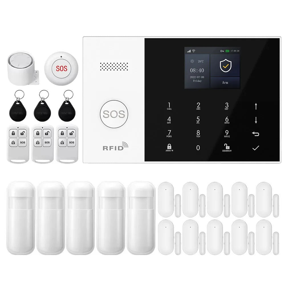 Smart Home Alarm System | WiFi GSM Motion Sensor Kit | Tidesmit EU 2G GSM WiFi Kit F EU Plug Tidesmit