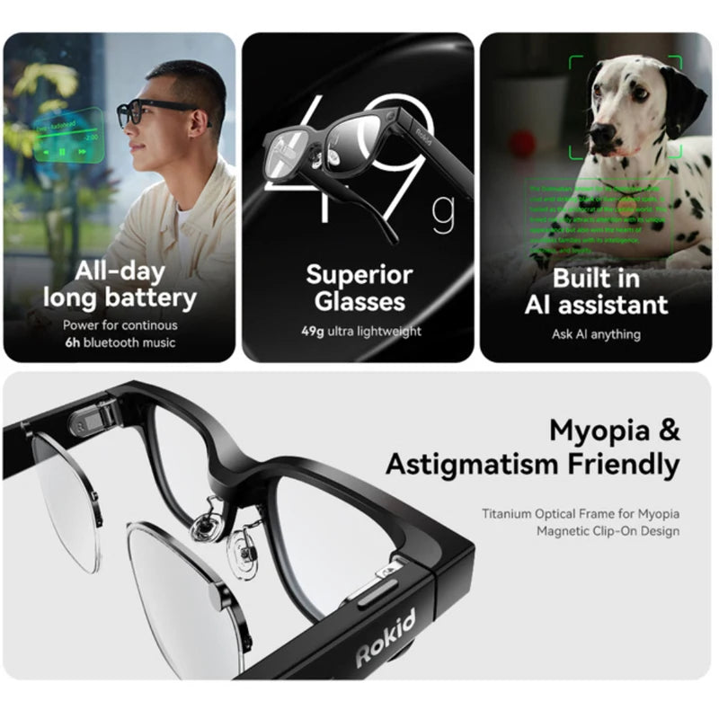 Rokid Smart Glasses: Dual-Eye Augmented Reality & Live Translation - Black Tidesmit