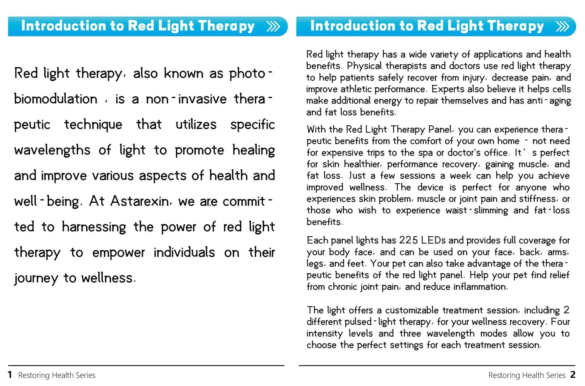 Astarexin Red Light Therapy Panel Device LED Facial Anti-inflammatory Skin Care Light 660nm850nm Lamp for Anti-Aging Pain Relief