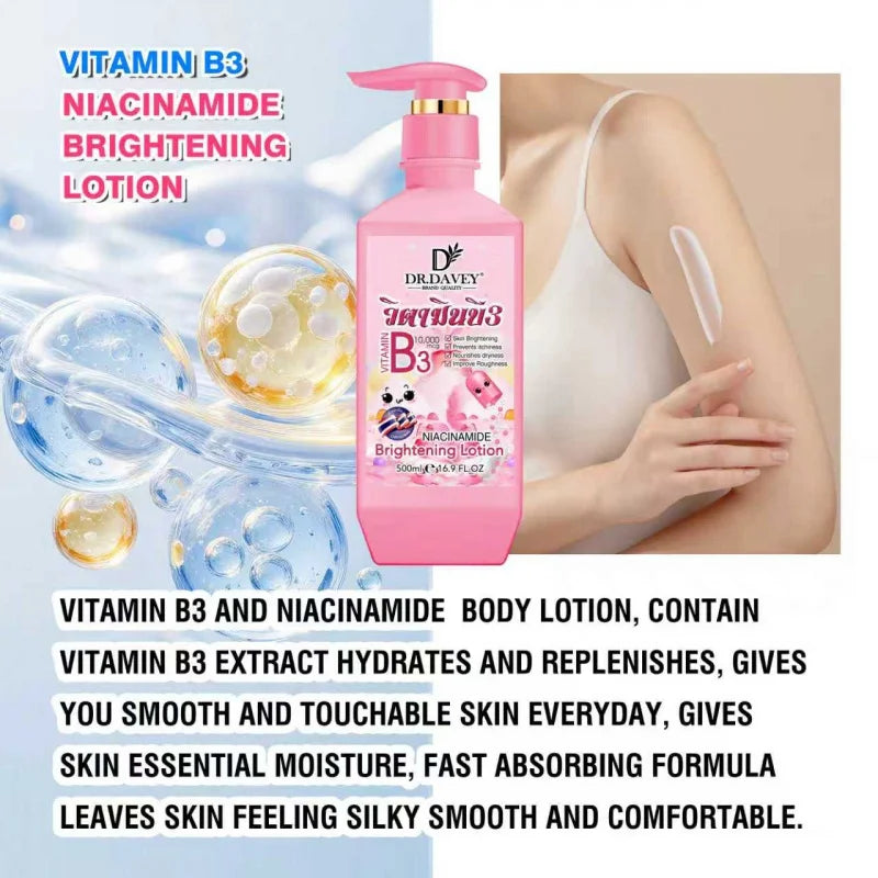 Vitamin B3 Niacinamide Brightening Body Lotion Moisturizes and Nourishes the Skin Leaving a Refreshing and Non Greasy Fragrance