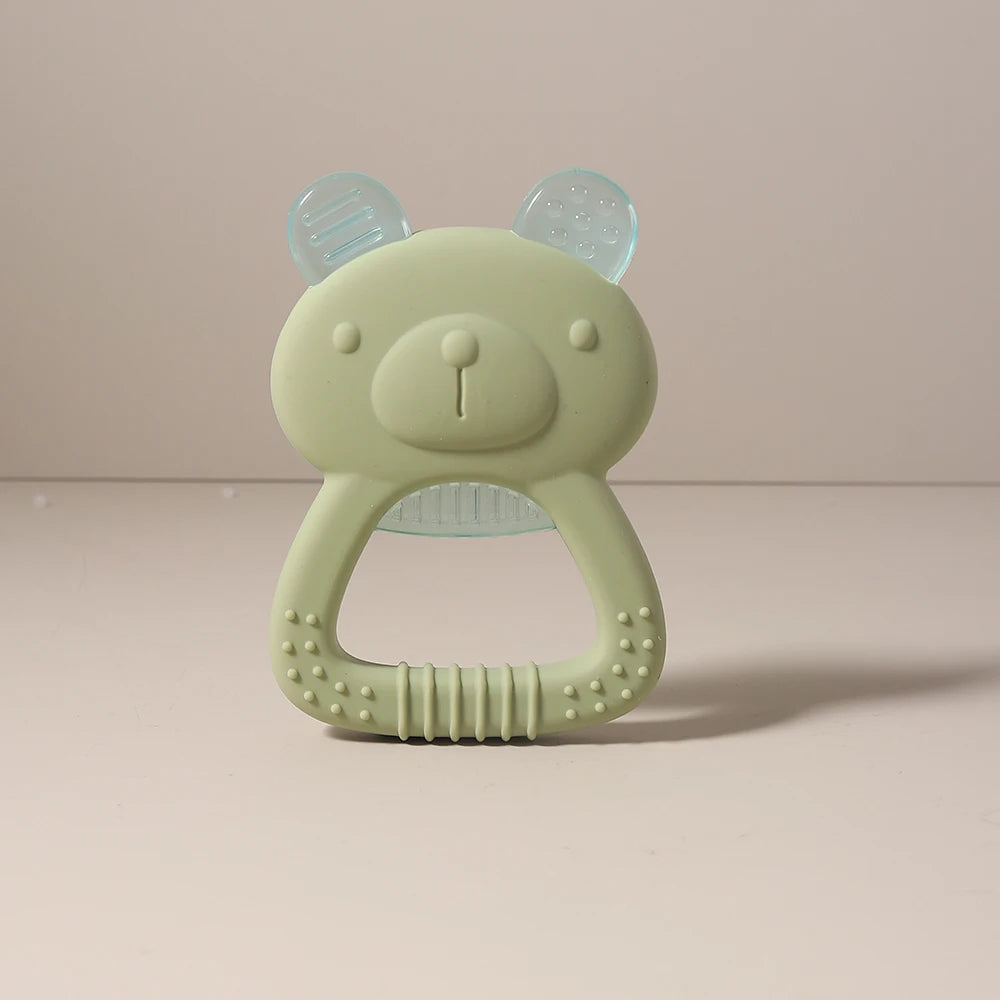 Cartoon Baby Silicone Bear Teether Food Grade Safe Teether Cute Ease Teeth Pain Toy Teething Gift Oral Care