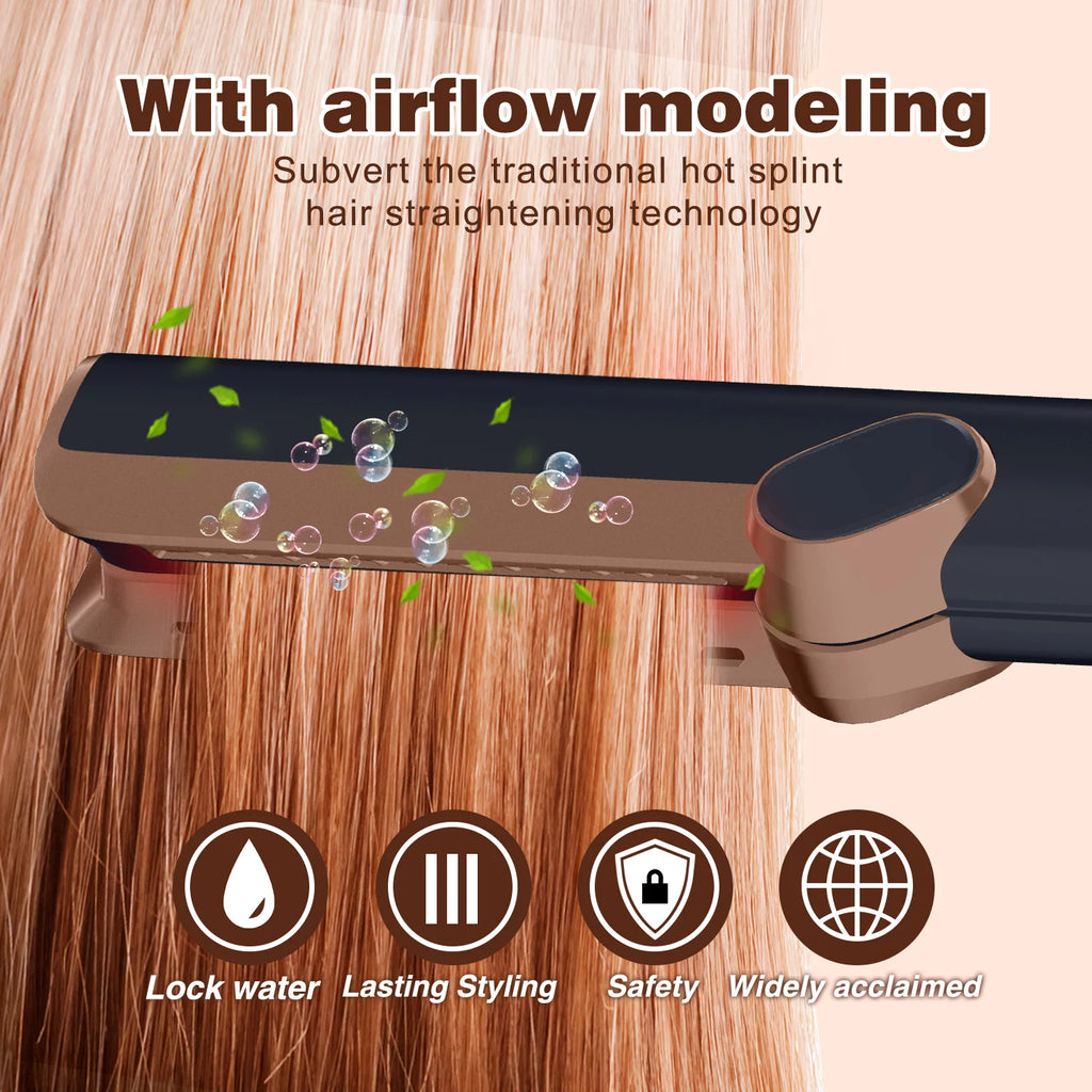 Bronze 2-in-1 ionic hair styler and straightener using advanced airflow technology for wet and dry hair styling.