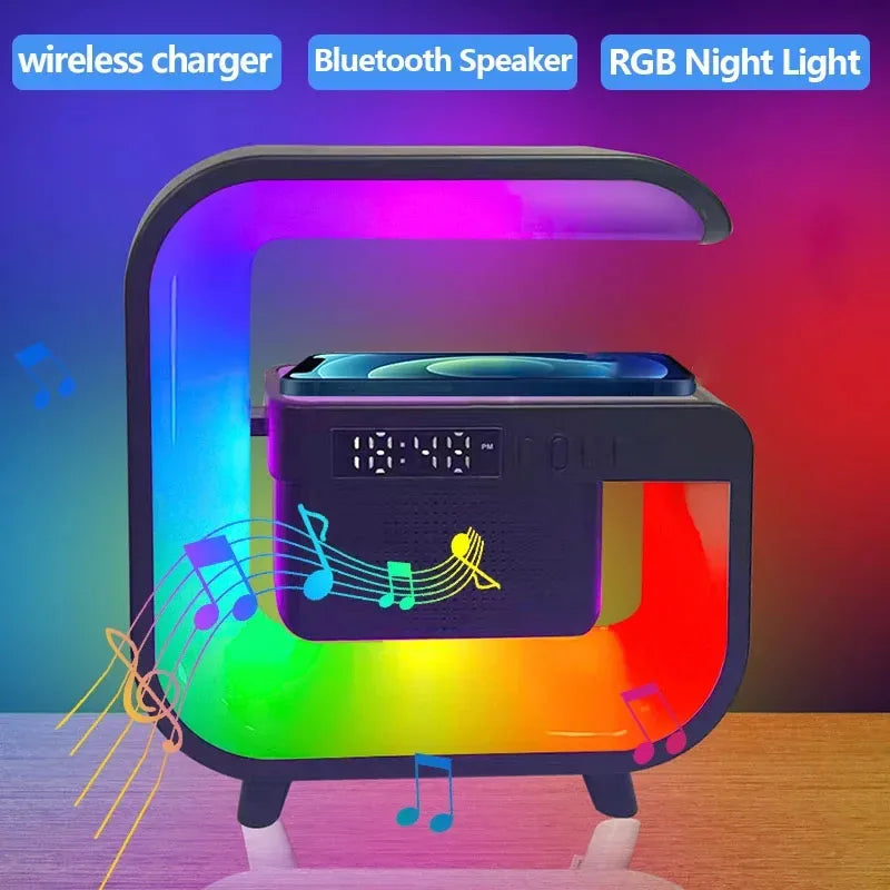 Wireless Charger Stand with Bluetooth Speaker and RGB Light - G3 Black Tidesmit