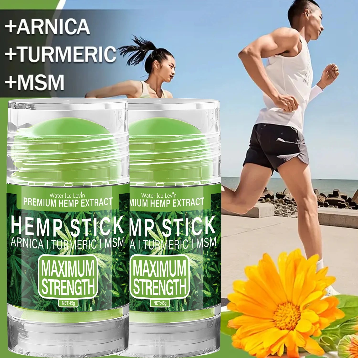 Premium Hemp Stick with Arnica & Turmeric - Maximum Strength Moisturizing Stick for Skin & Joint Care