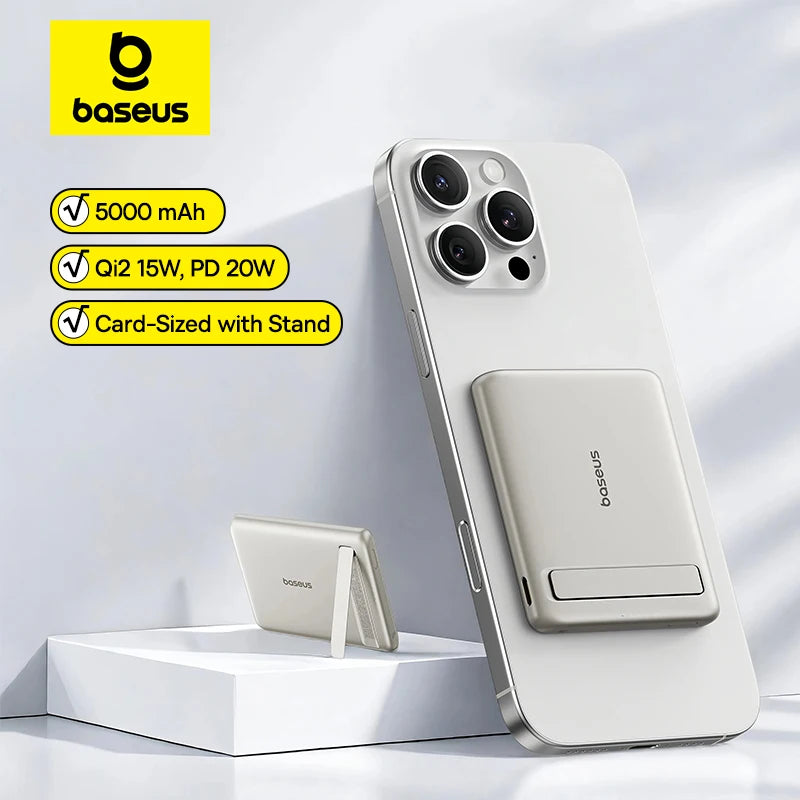Magnetic Power Bank 5000mAh Wireless Charger with Kickstand Tidesmit