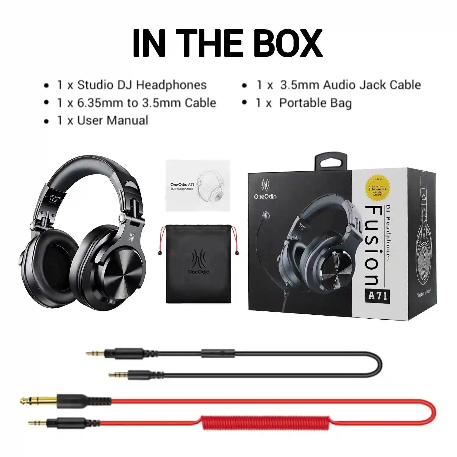 Tidesmit A71 Studio DJ Wired Headphones - Over-Ear Stereo Monitor Black Tidesmit