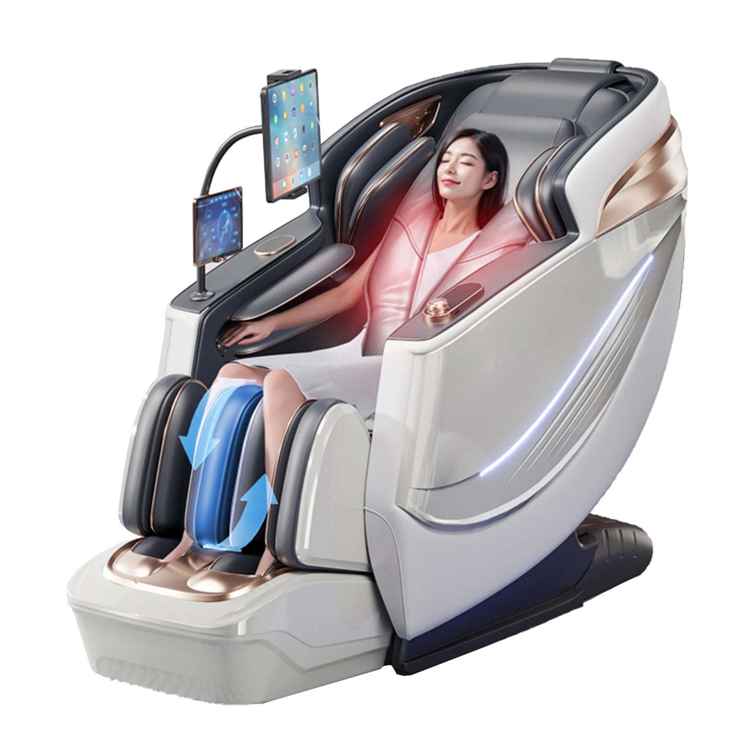 Zero Gravity SL-Track Massage Chair - Full Body Muscle Relief White/Blue Massage Chairs White China Mainland Tidesmit