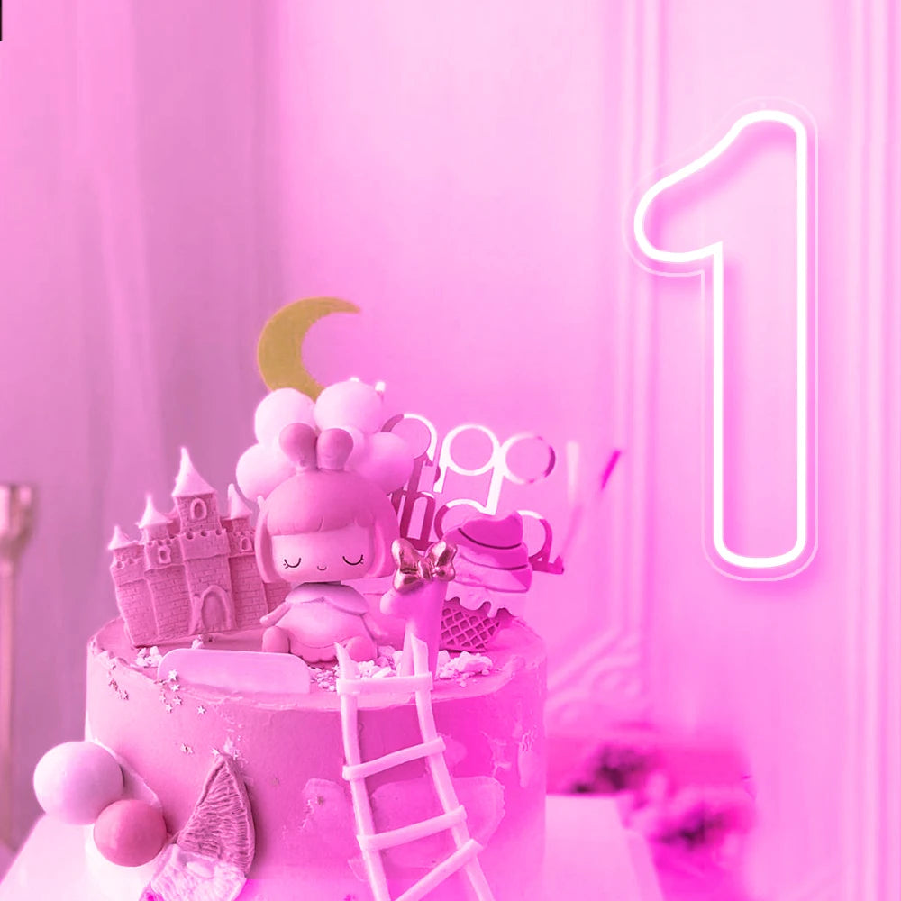 LED Neon Number Sign for Weddings | Customizable Event Lighting 76-100cm Tidesmit