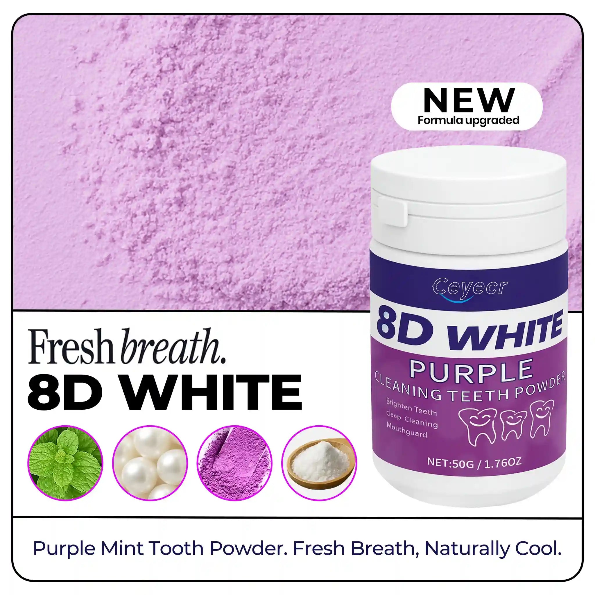 Tidesmit 8D white teeth whitening powder 50g for deep cleaning and fresh breath dental care
