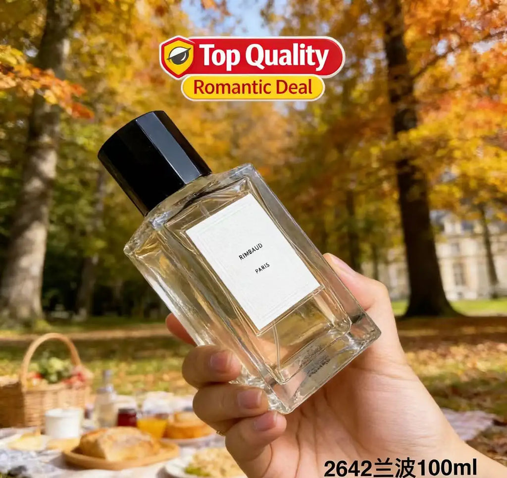 Rimbaud Paris 100ml unisex fragrance in a rectangular glass bottle. Long-lasting luxury perfume for men and women.