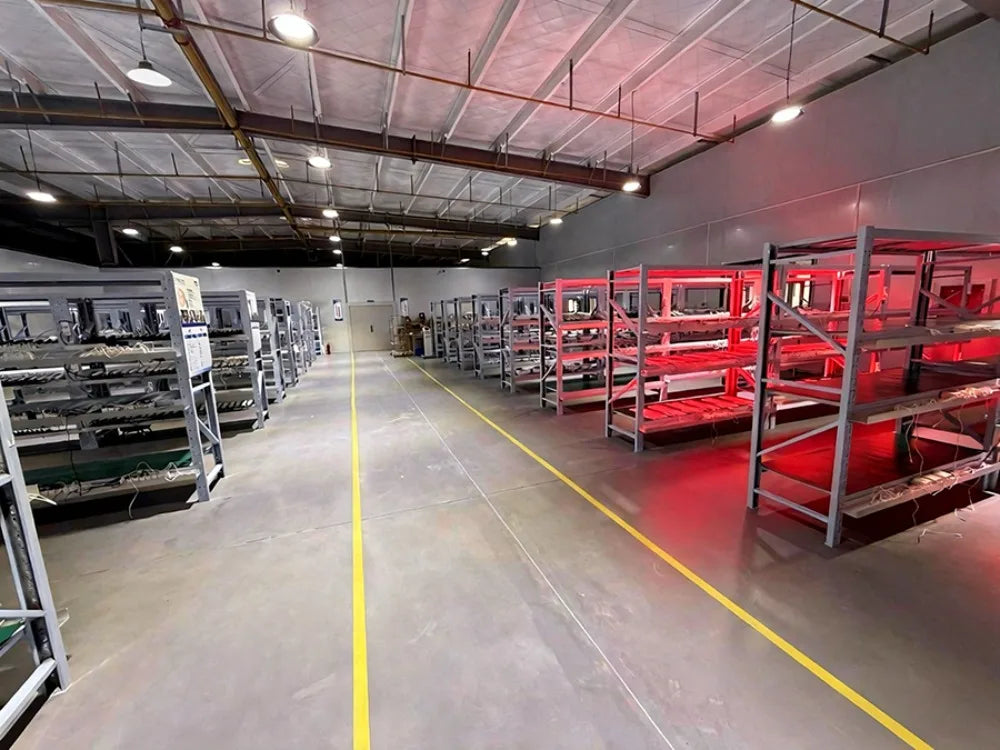 Frovab rTMS brain stimulation device warehouse showing non-invasive recovery equipment with red light therapy features.