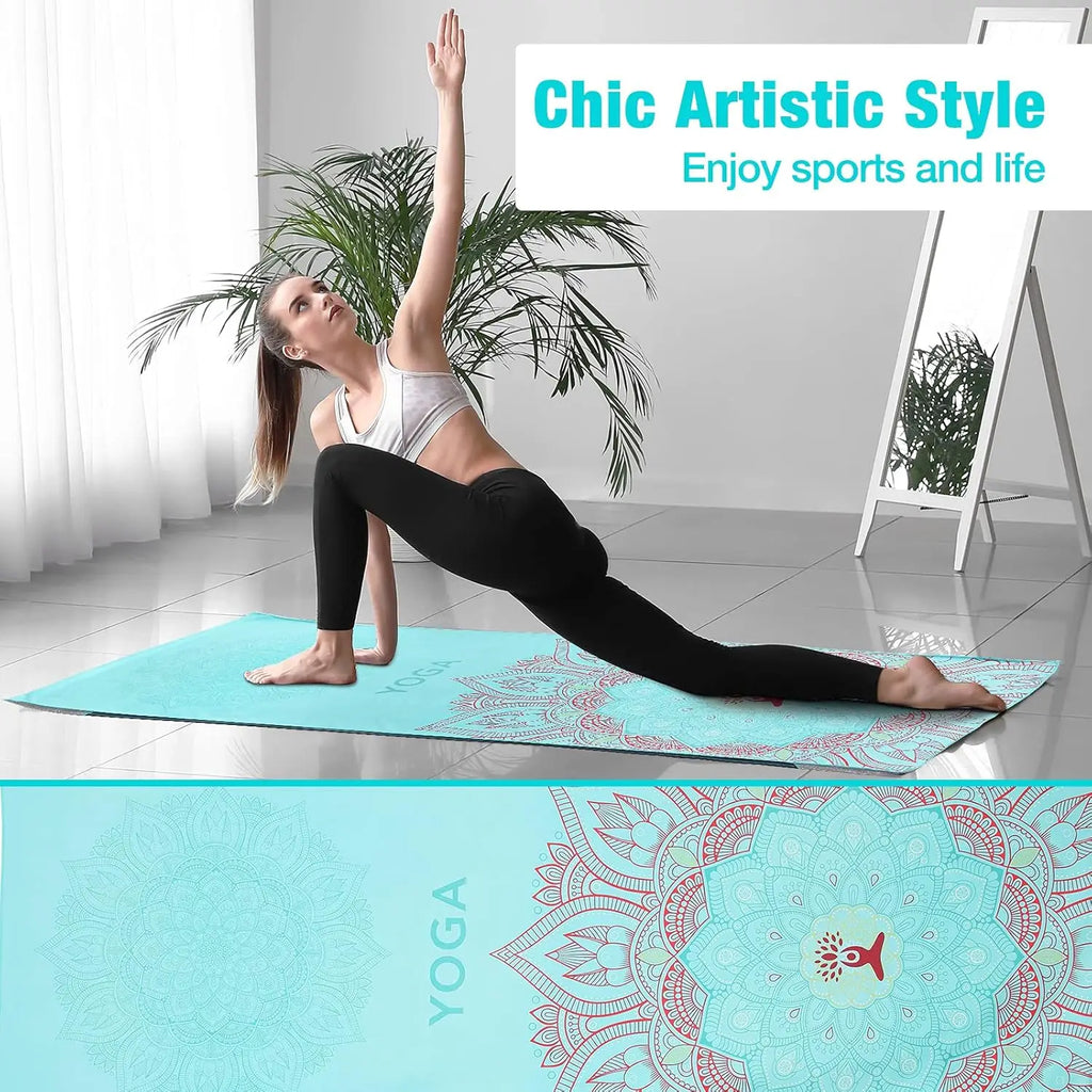 MoKo Yoga Towel Non Slip Hot Yoga Mat Yoga Blanket Printing Pattern Quick Dry with Corner Pocket for Bikram Pilates Gym Workout