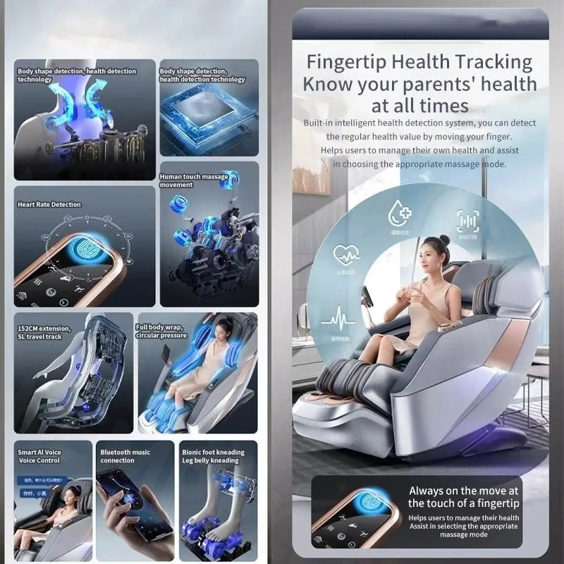 4D Full Body Massage Chair - Zero Gravity Heat Therapy - Black Body Shaping Massage Equipment Tidesmit