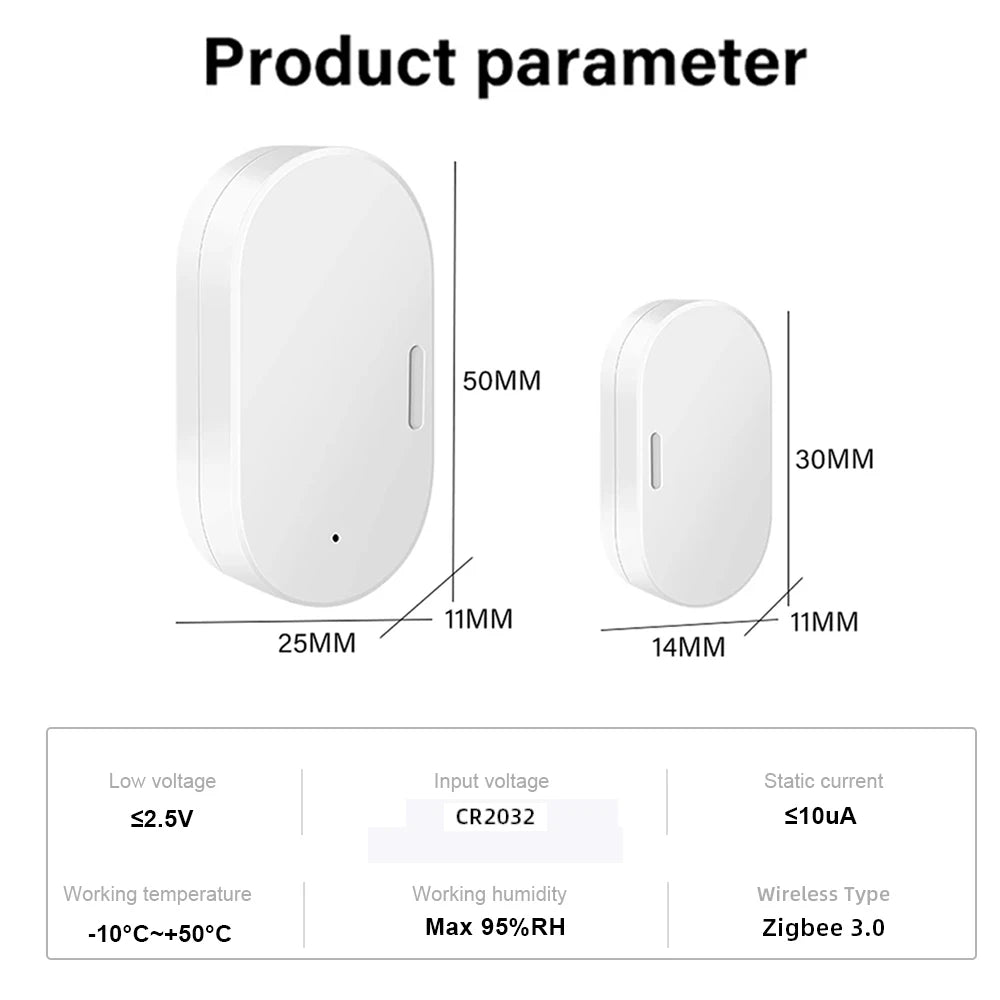 Zigbee Door Window Sensor | Wireless Magnetic Contact Alarm by Tidesmit Tidesmit