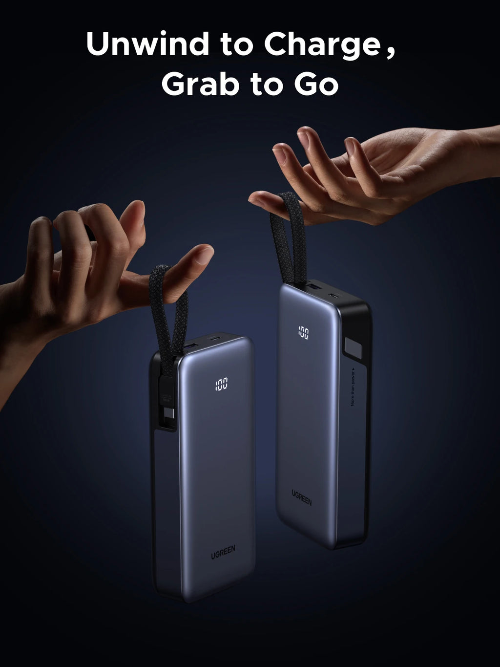 20000mAh Fast Charging Power Bank 45W with Integrated USB-C Cable Tidesmit