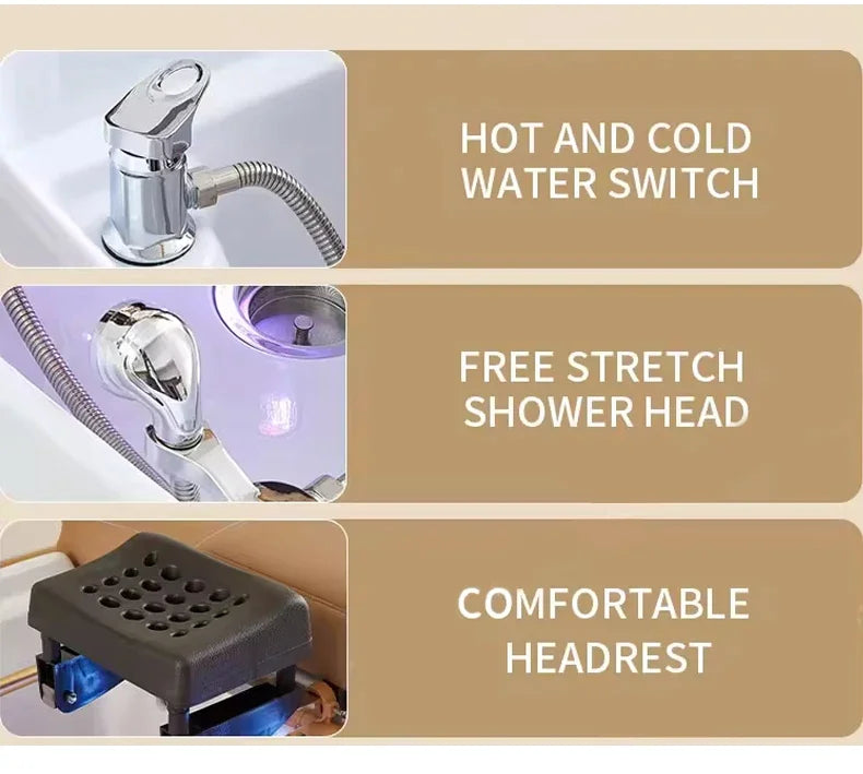 Thai Shampoo Bed With Head Spa Water Therapy System - Professional Grade Massage Chairs Tidesmit