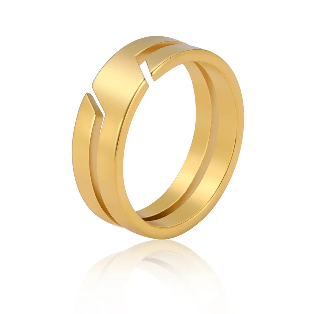 Stainless Steel Couple Health Monitor Rings - Durable Wellness Wearable Gold Tidesmit