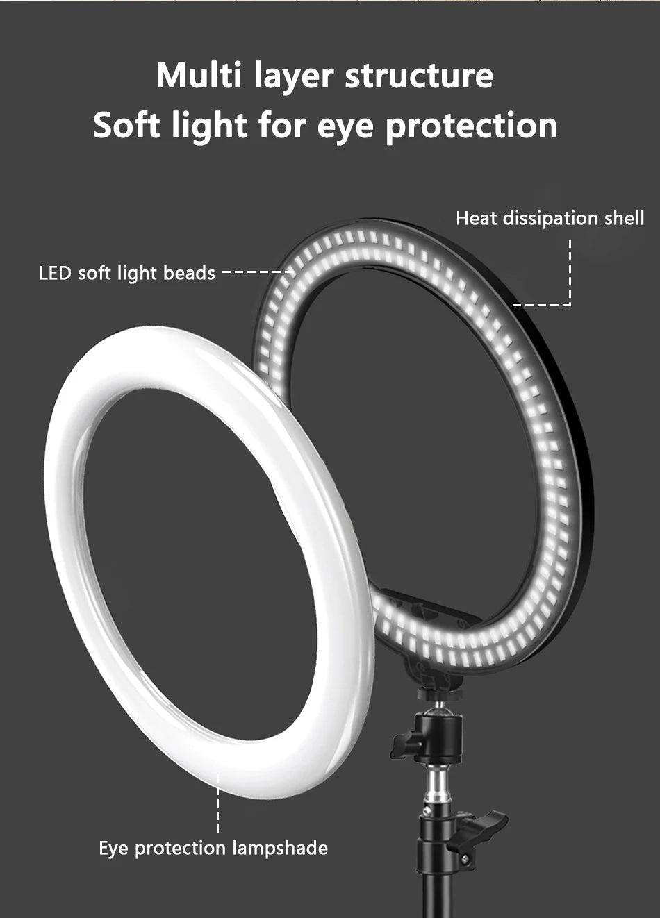 10 Inch LED Ring Light with Adjustable Tripod for Content Creation Tidesmit