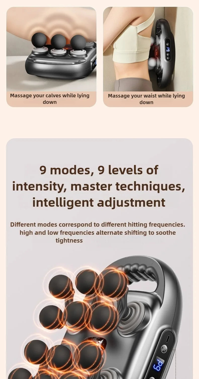 Deep Tissue Muscle Massager - 12-Head Percussion Back Therapy Tool Back Massage Instrument Tidesmit