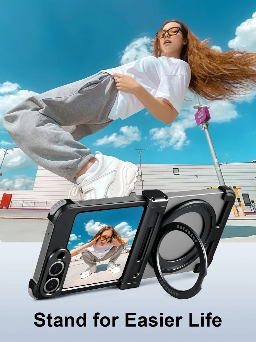 Samsung Galaxy Z Flip 7 Metal Frame Case with 360 Ring - Titanium Tidesmit