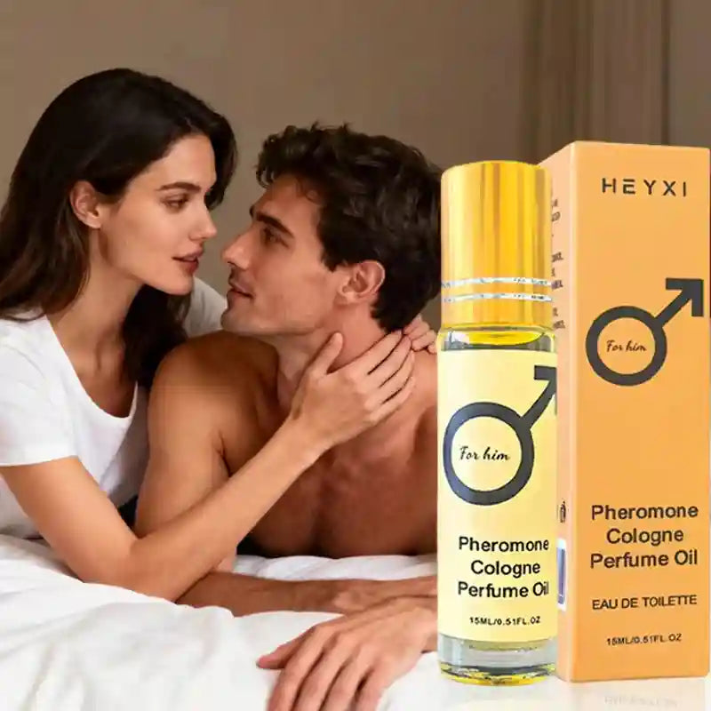 Heyxi Pheromone Cologne Perfume Oil for him. Portable roll-on EDT bottle, long-lasting romantic scent for men.