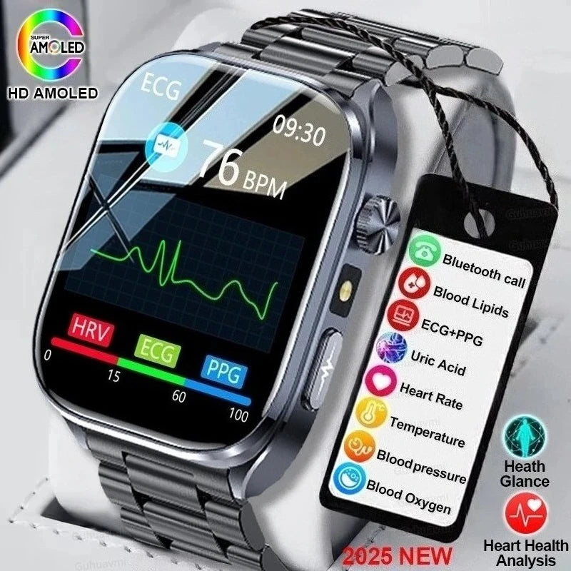 2026 New Accurate ECG Smart Watch Heart Health Analysis Blood analysis Blood Lipid Blood Pressure BT call Smart Watches For Men