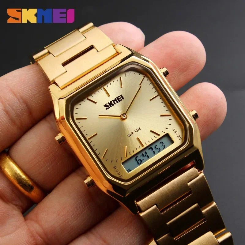 SKMEI 1220 Digital Quartz Watch for Men Sports Chronograph Waterproof Stainless Steel Shockproof Mens Wristwatches Reloj Hombre