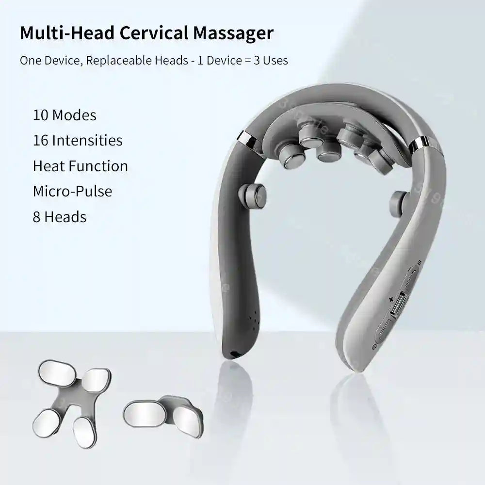 Electric Neck Massager with Heat and Shiatsu Therapy - Tidesmit White Relaxation Treatment Tidesmit