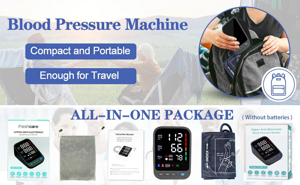 Kingclinic Blood Pressure Machine, Automatic Digital Upper Arm Blood Pressure Monitor with Adjustable Large Cuff