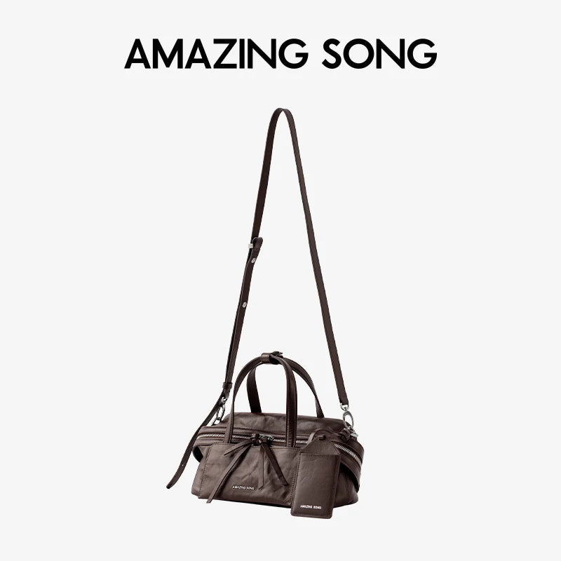Amazing Song Original Design Cheese Roll Pillow Bag Small Top Grain Leather 2026 New Fashionable Women's bags