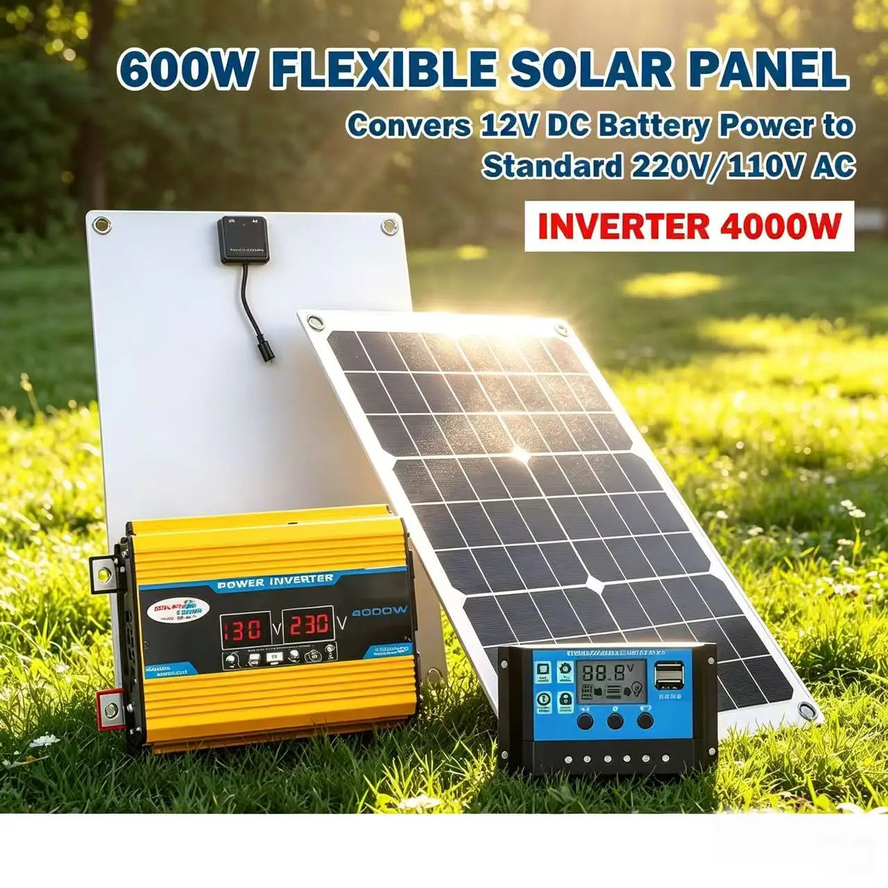 6000W Solar Generator Kit, 300W Dual-Side Panel & 100A MPPT Smart Controller for Farm, RV, Camping, Off-Grid & Emergency