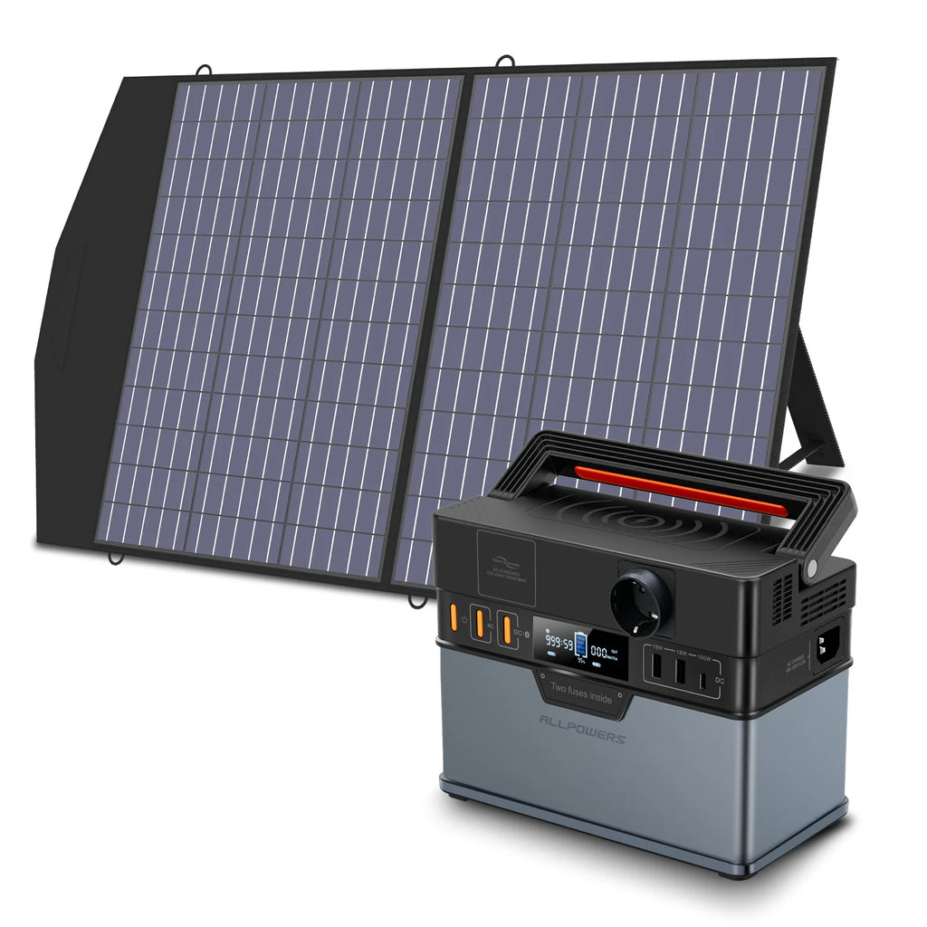 Portable Power Station 288Wh with 100W Solar Panel for Off-Grid Power black Tidesmit