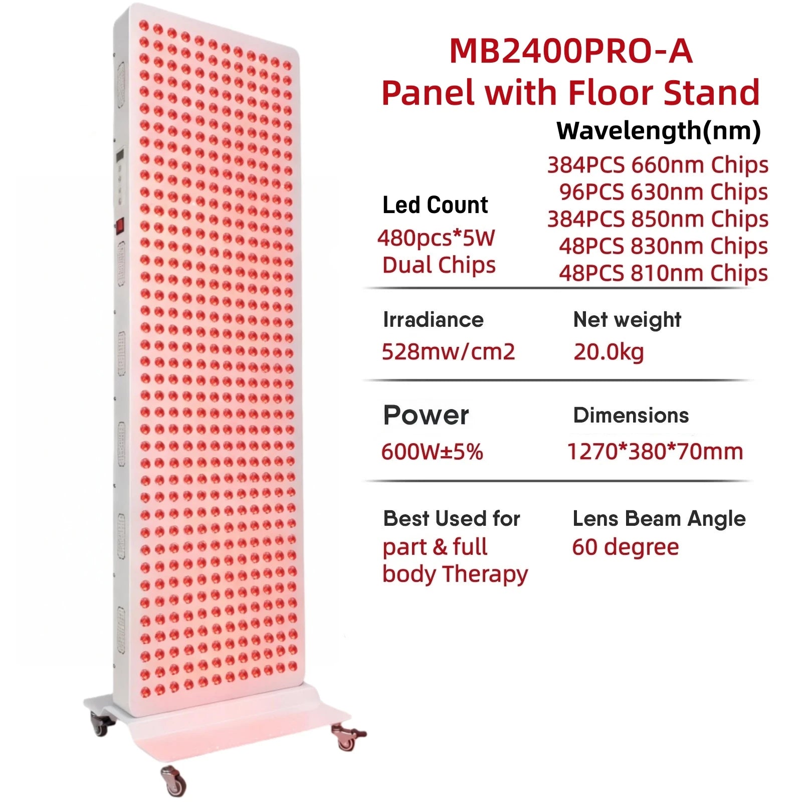 Elite Grade Red Light Therapy Panel For Face Body Dual Chip 630nm 660nm Red 810nm 830nm 850nm Near Infrared LED Beauty Devices