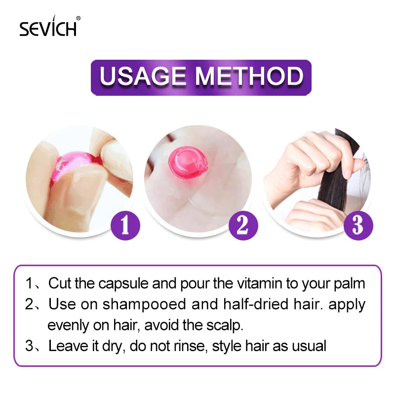 Tidesmit Sevich Moroccan Keratin Hair Vitamin Capsules Usage Guide: Repair Damaged Hair for Smooth, Silky Results.