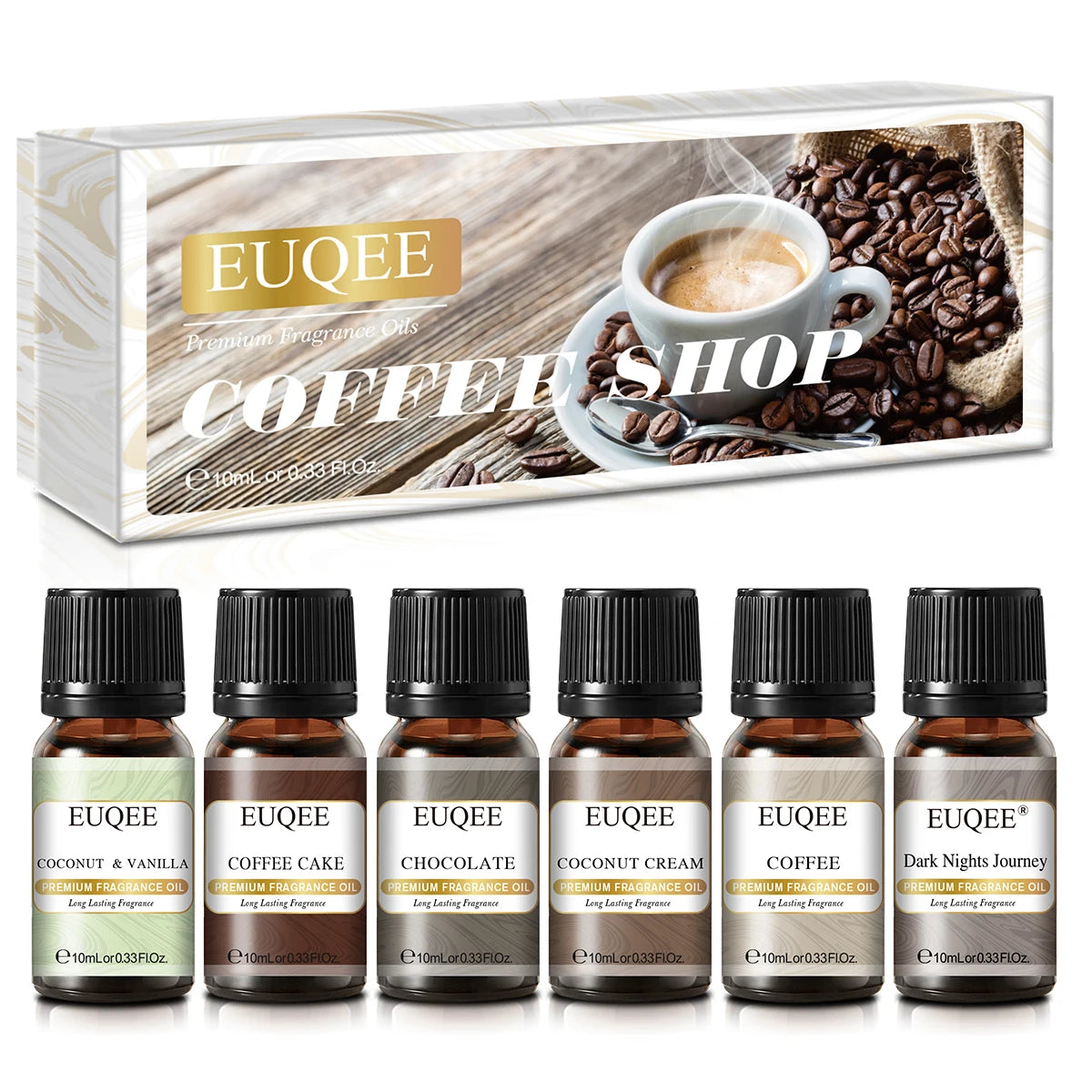 EUQEE Aromatherapy Fragrance Oil-10ml Coffee Leather Forest Pine Chocolate Coconut Cream Aroma Essential Oil For Reed Diffuser