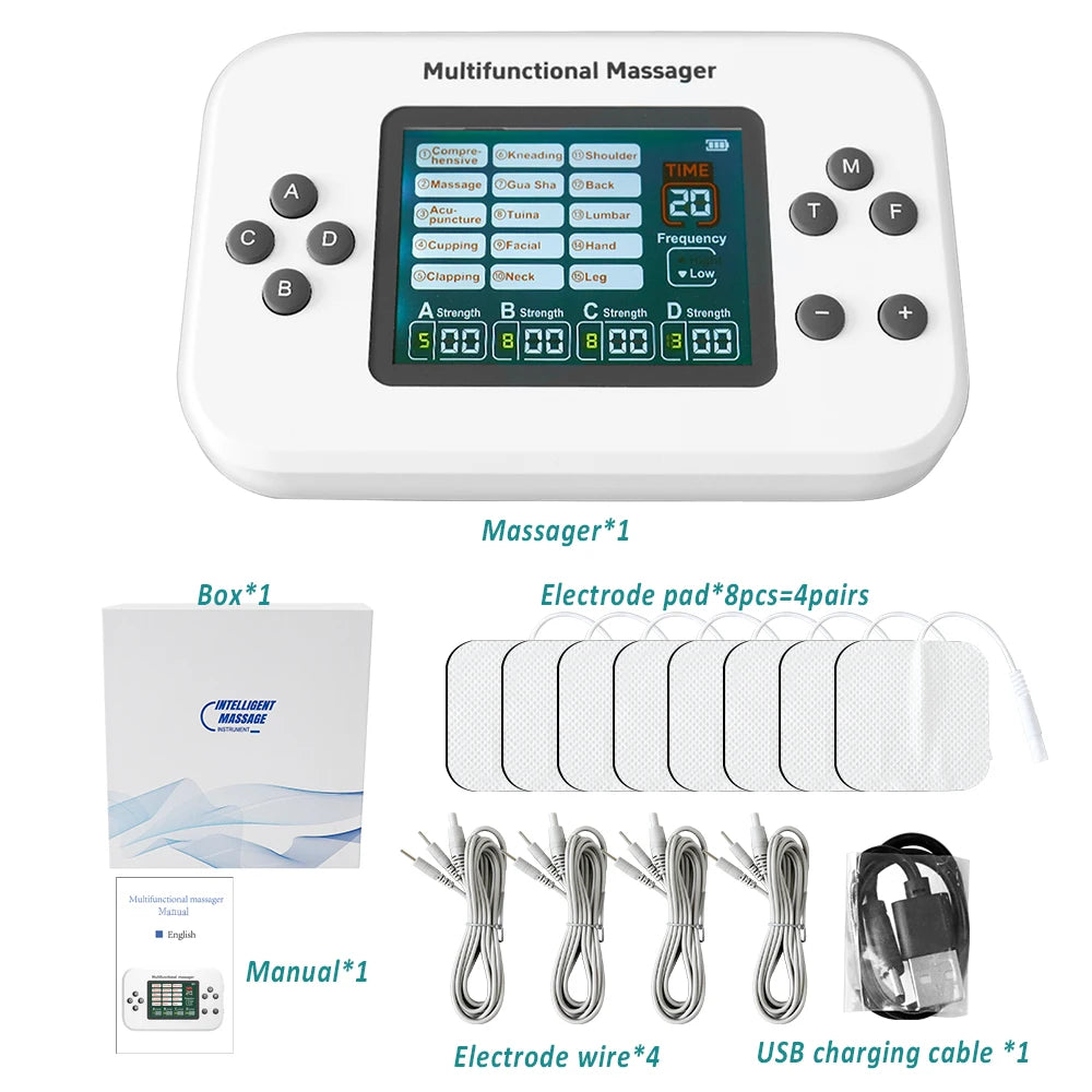 TENS EMS Muscle Stimulator with 30 Intensity Levels and 8 Pads Relaxation Treatment with box Tidesmit