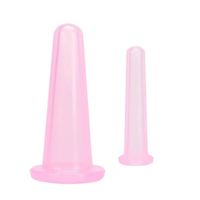 Silicone Vacuum Cupping Set for Facial Lift and Deep Tissue Recovery Back Massage Instrument 2pcs Pink Tidesmit