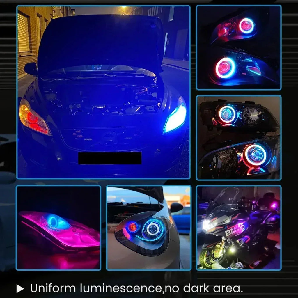 RGB LED Angel Eyes Halo Ring Light - Bluetooth APP Control 4PCS Kit Tidesmit