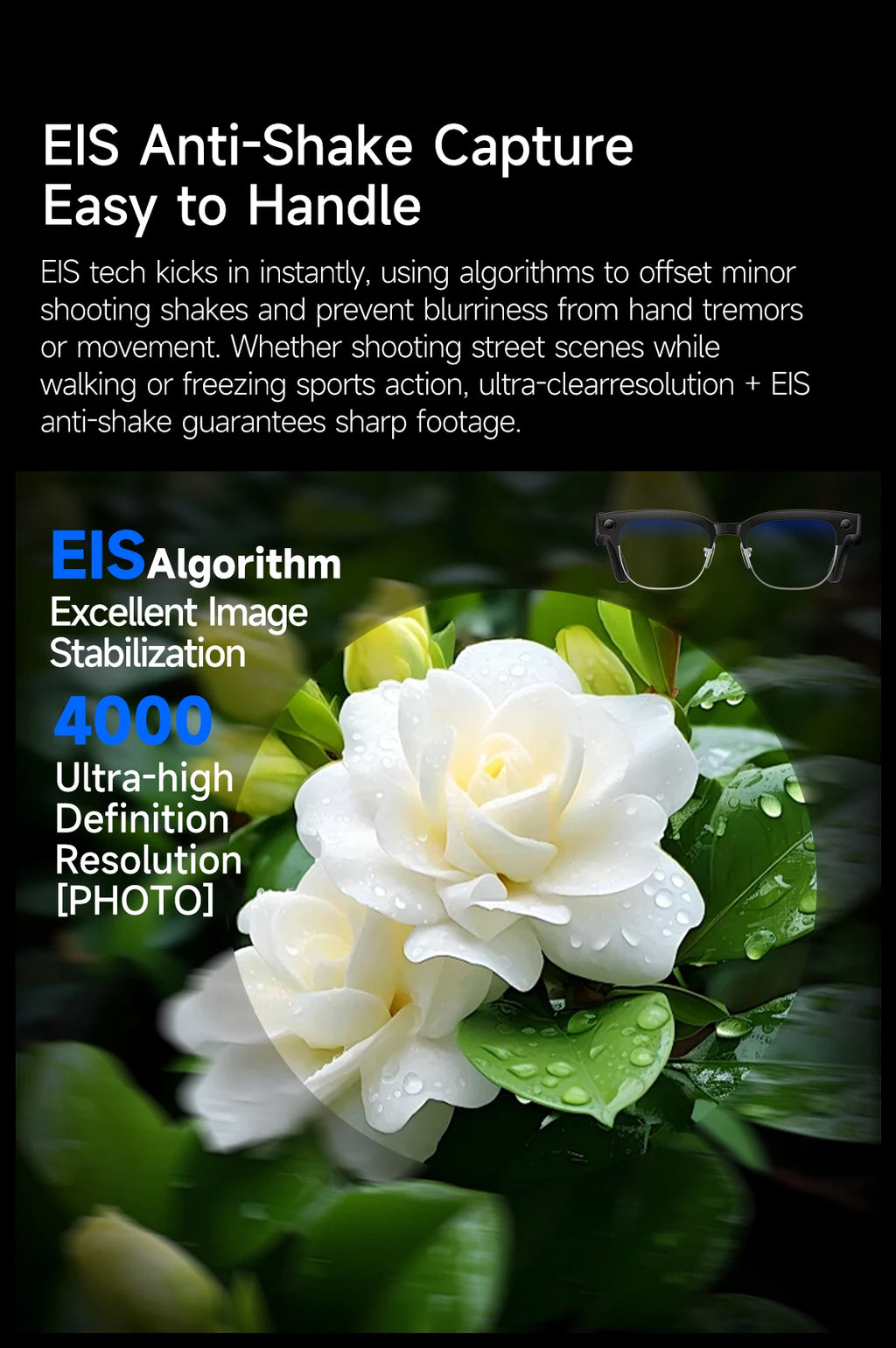 AI Smart Glasses with 4K Camera, Bluetooth, and Spatial Audio - Tidesmit Tidesmit