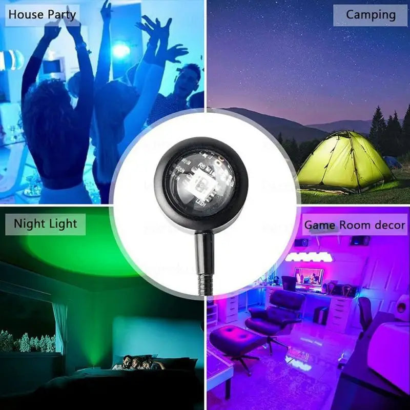 Small, round LED light with a flexible neck for parties, camping, night lighting, and gaming room ambient decoration.